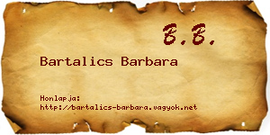 Bartalics Barbara névjegykártya